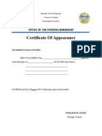 Certificate of Appearnce