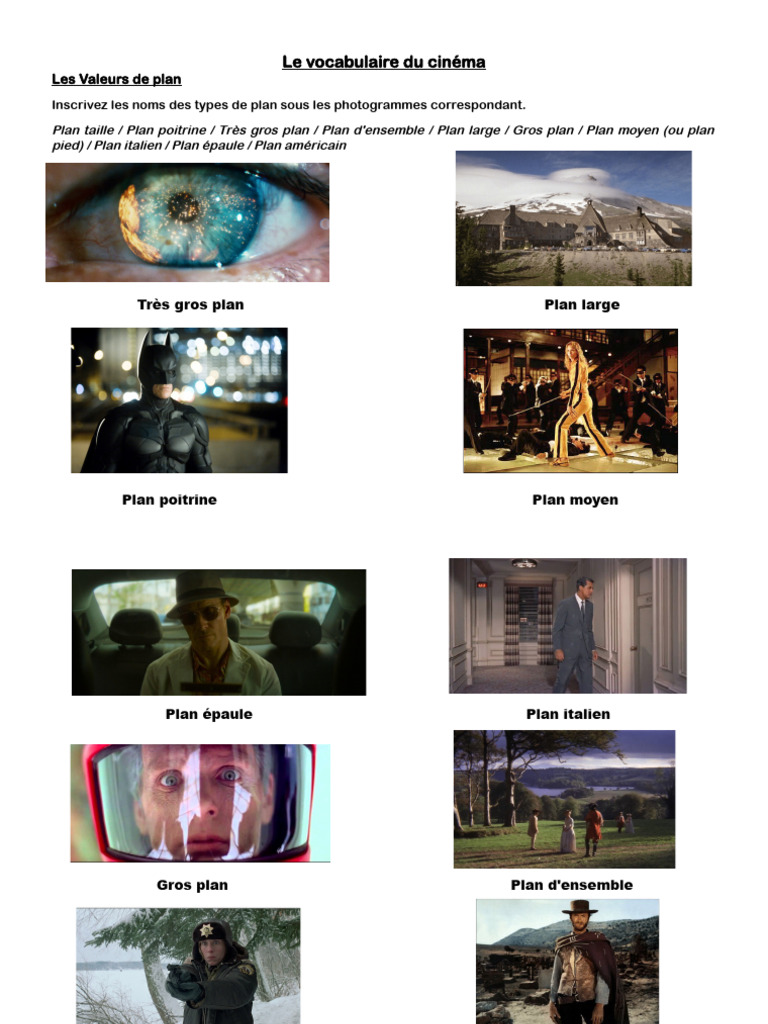 Vocabulaire des Plans au Cinéma | PDF