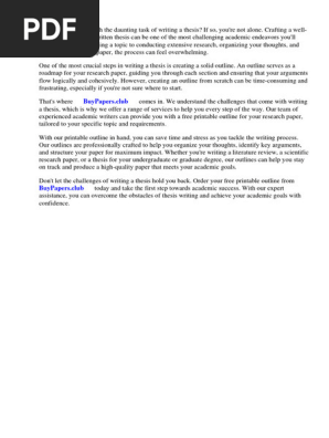 Free Printable Outline for Research Paper