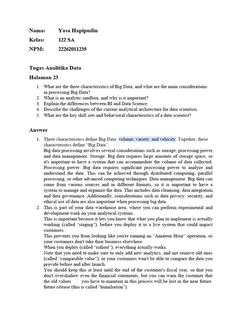 Tugas Analitika Data Yasa Hapipudin Pdf Big Data Business