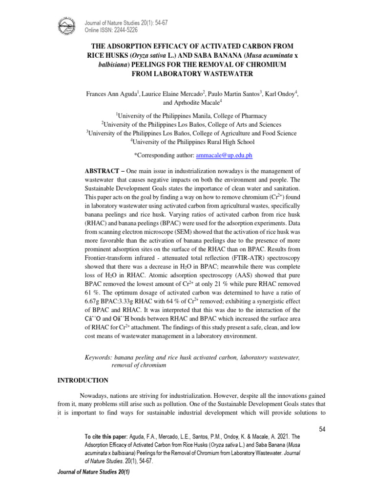 54 67 - Aguda - Adsorption Efficacy Activated Carbon | PDF | Adsorption ...
