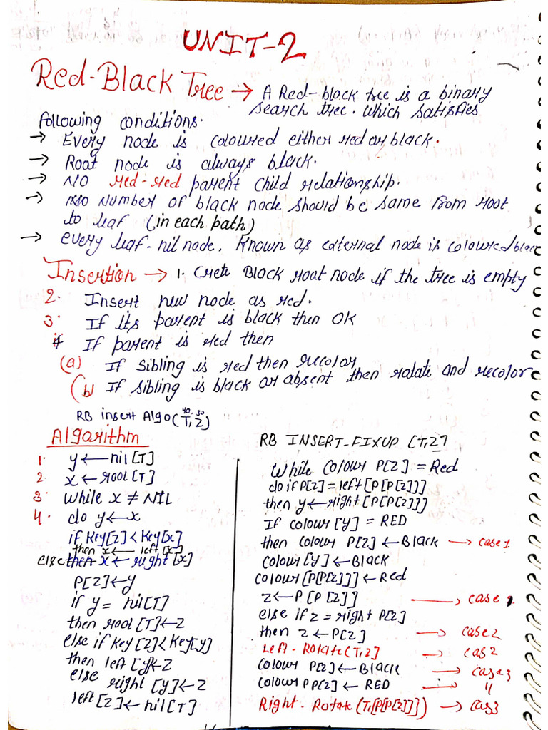 Daa Unit 2 Red Black Tree Notes | PDF