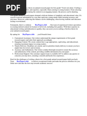 Animal Research Paper for First Grade