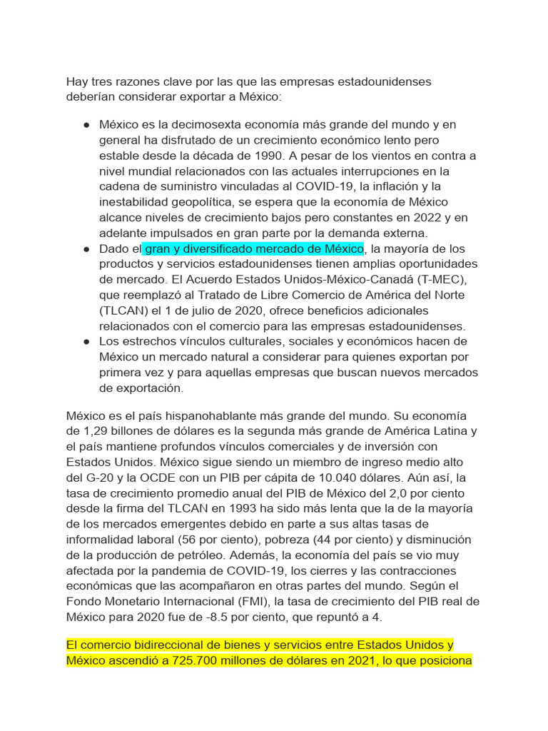 Tlcan Exportación | PDF | Tratado de Libre Comercio Norteamericano | México
