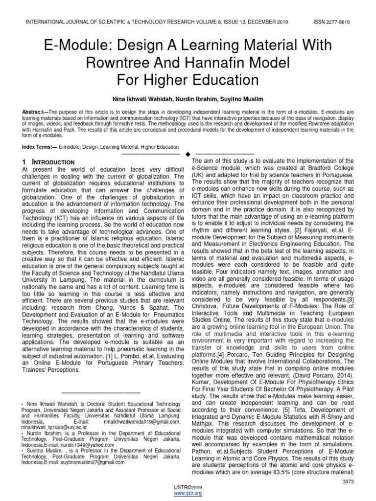 E-Module Design for Higher Education | PDF | Educational Technology ...