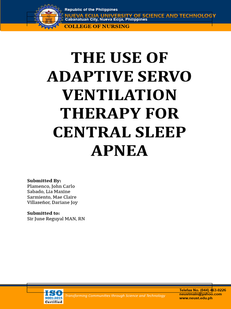 The Use of Adaptive Servo Ventilation PDF Sleep Apnea Heart Failure