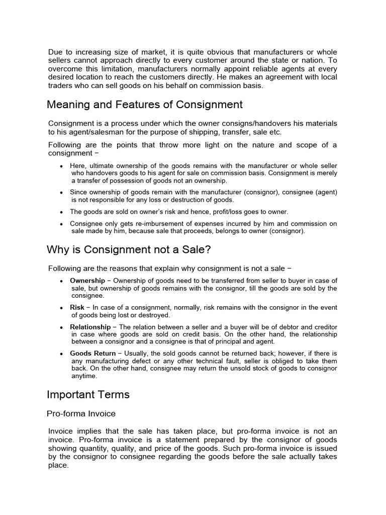 Consignment PDF Valuation (Finance) Sales