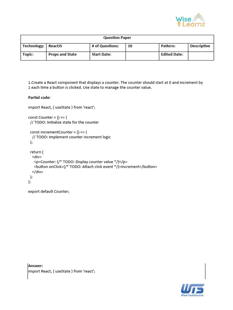 React Props and State Descriptive (21-11-2023) | PDF | Information ...