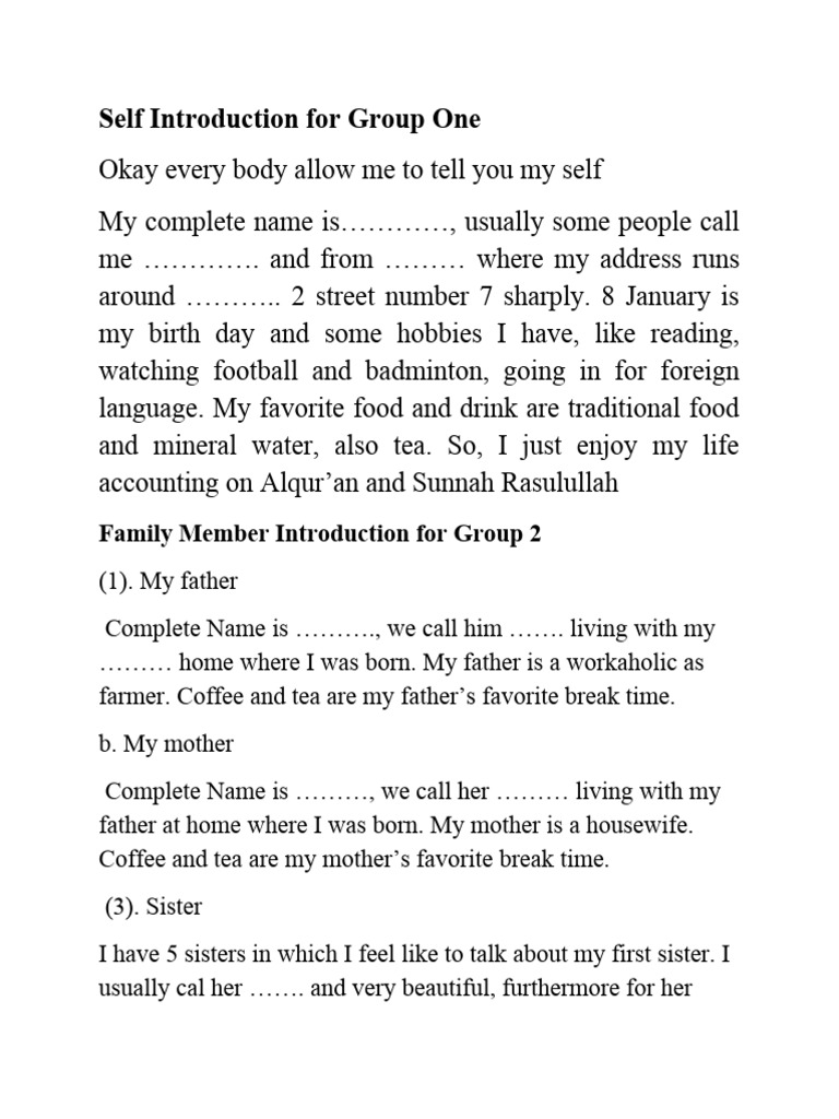 Personal and Family Introductions Guide | PDF | Language Arts & Discipline