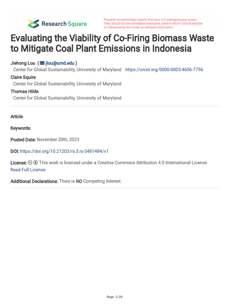 Evaluating The Viability of Co-Firing Biomass Wast | PDF | Biofuel | Coal
