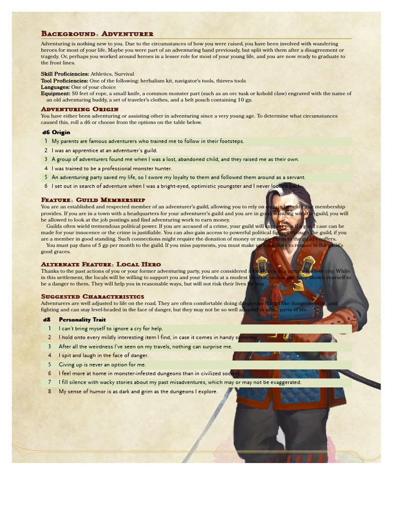 Adventurer Background Guide for RPGs | PDF | Law