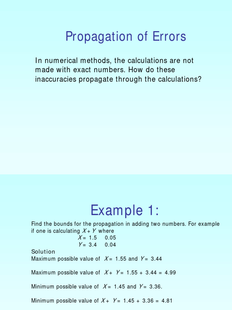 Error Propagation in Numerical Methods | PDF | Numerical Analysis ...