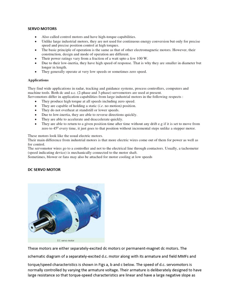 Servo Motors | PDF | Electric Motor | Equipment