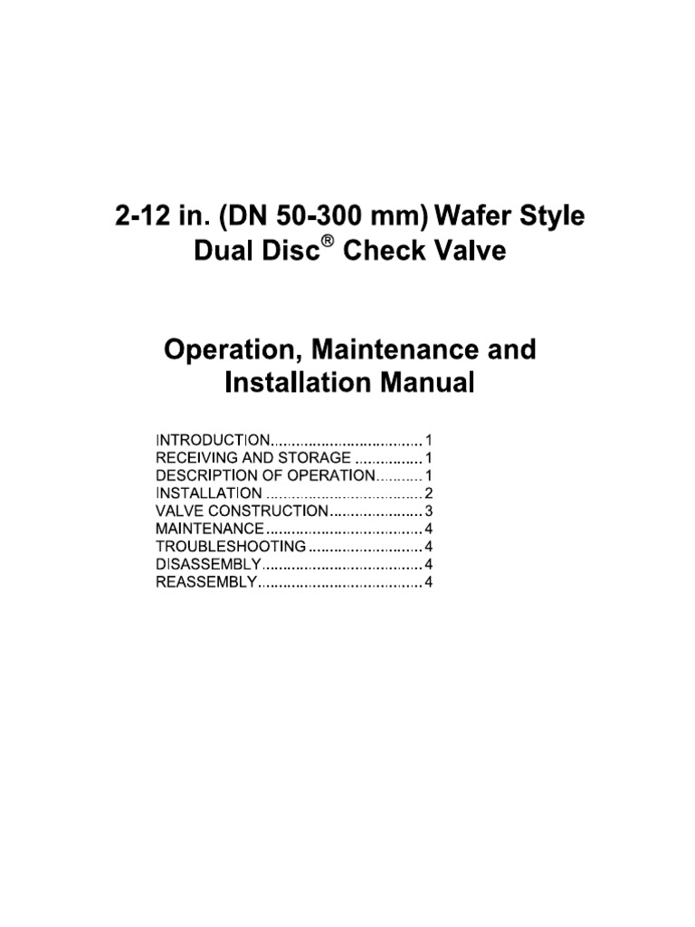 Wafer Check Valve Manual | PDF