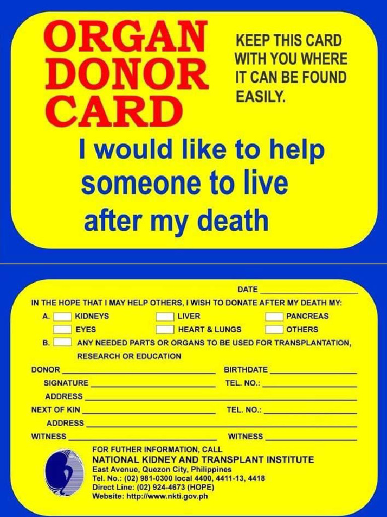 Image 1 for Organ Donor Card Template