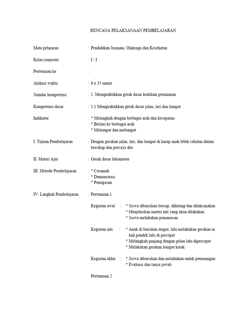 RPP Penjas | PDF