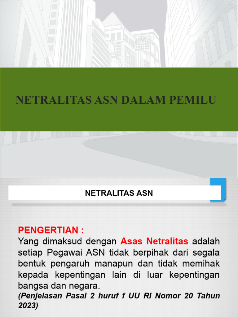 Kebijakan Netralitas ASN dalam Pemilu | PDF
