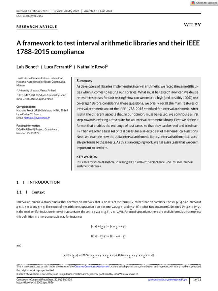 Testing Framework for Interval Arithmetic | PDF | Rounding | Interval ...