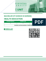 CU 9. Evaluation Documentation of Health Education.