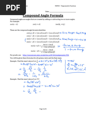 Compound Angle Identities Calculator