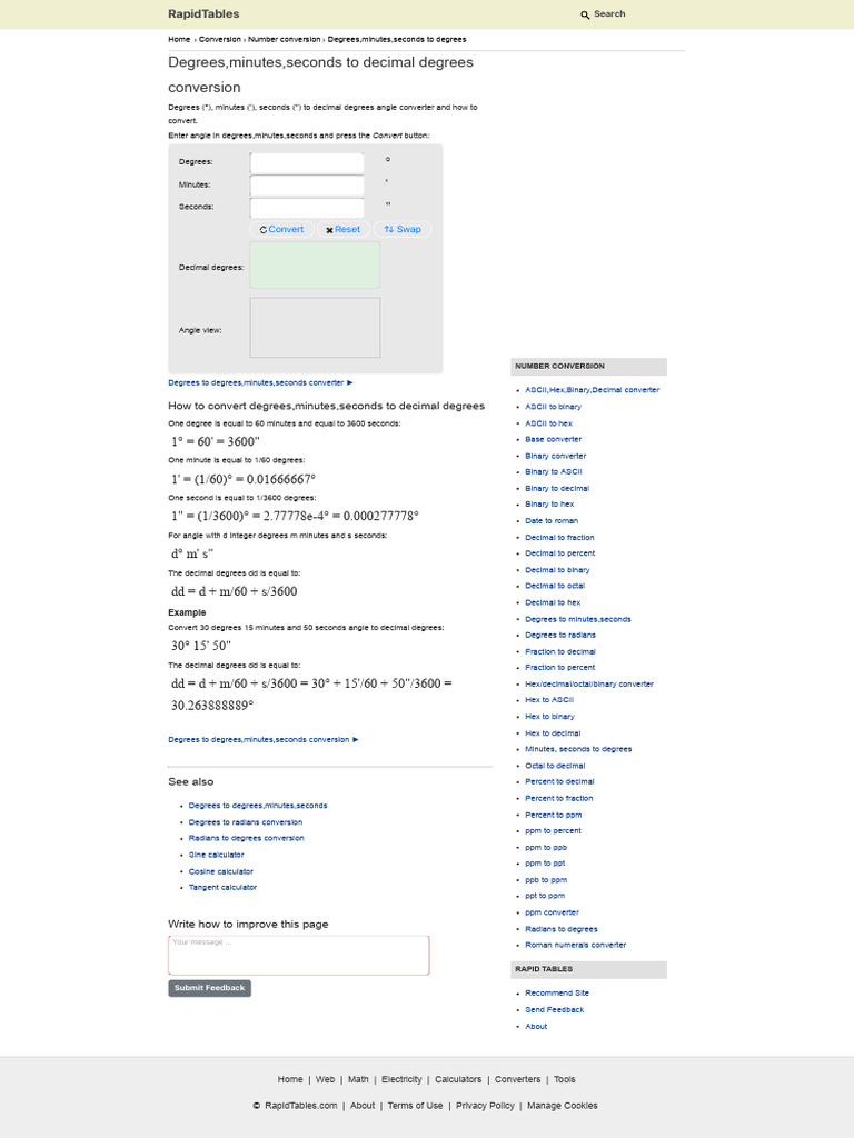 Degrees minutes seconds to decimal degrees converter pdf decimal