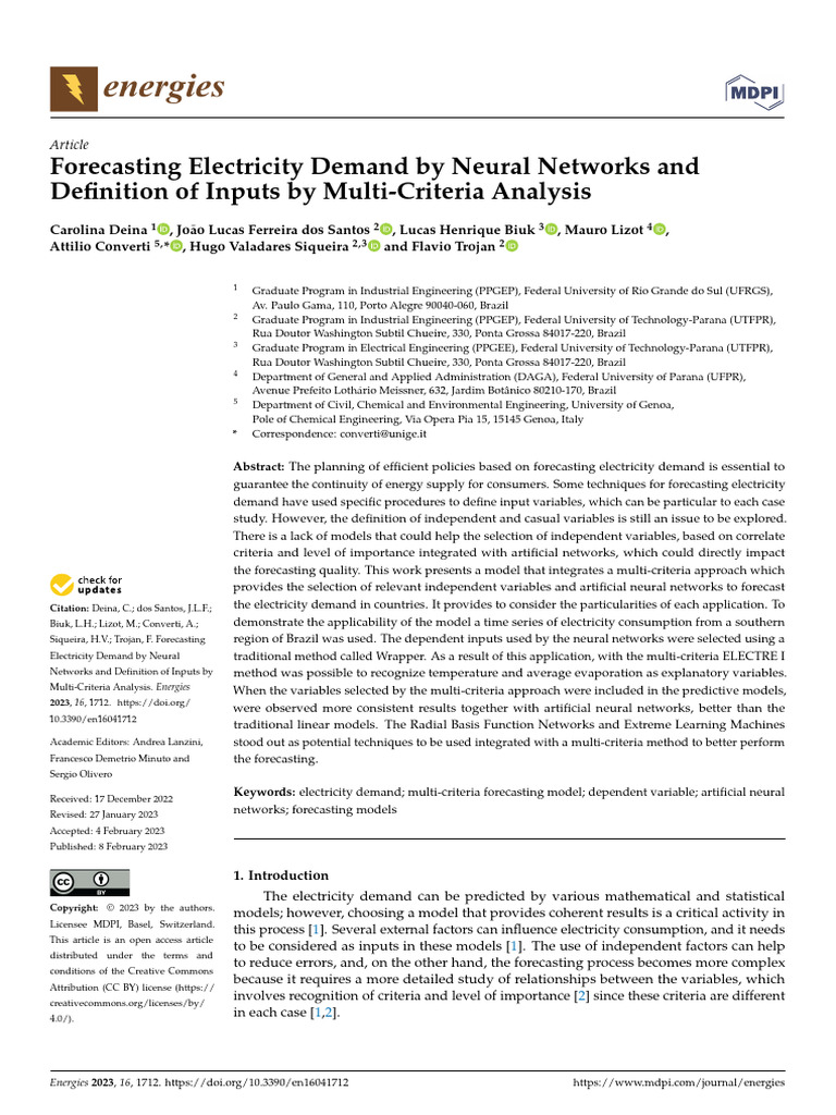 Forecasting Electricity Demand by Neural Networks and Definition of ...