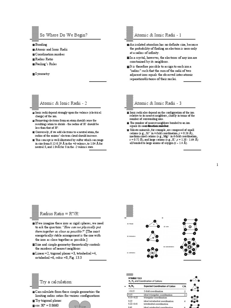 So Where Do We Begin? Atomic & Ionic Radii - 1 | PDF | Ion | Ionic Bonding