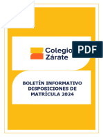 Disposiciones de Matricula 2024 - Boletin Informativo