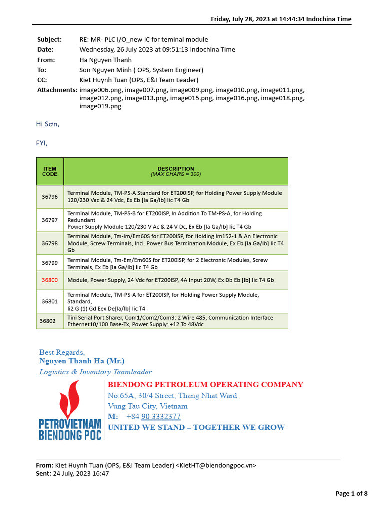 PR13104137 Order Siemens Part | PDF | Vietnam