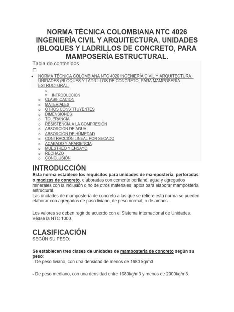 Norma Técnica Colombiana NTC 4026 Ingeniería Civil y Arquitectura | PDF ...