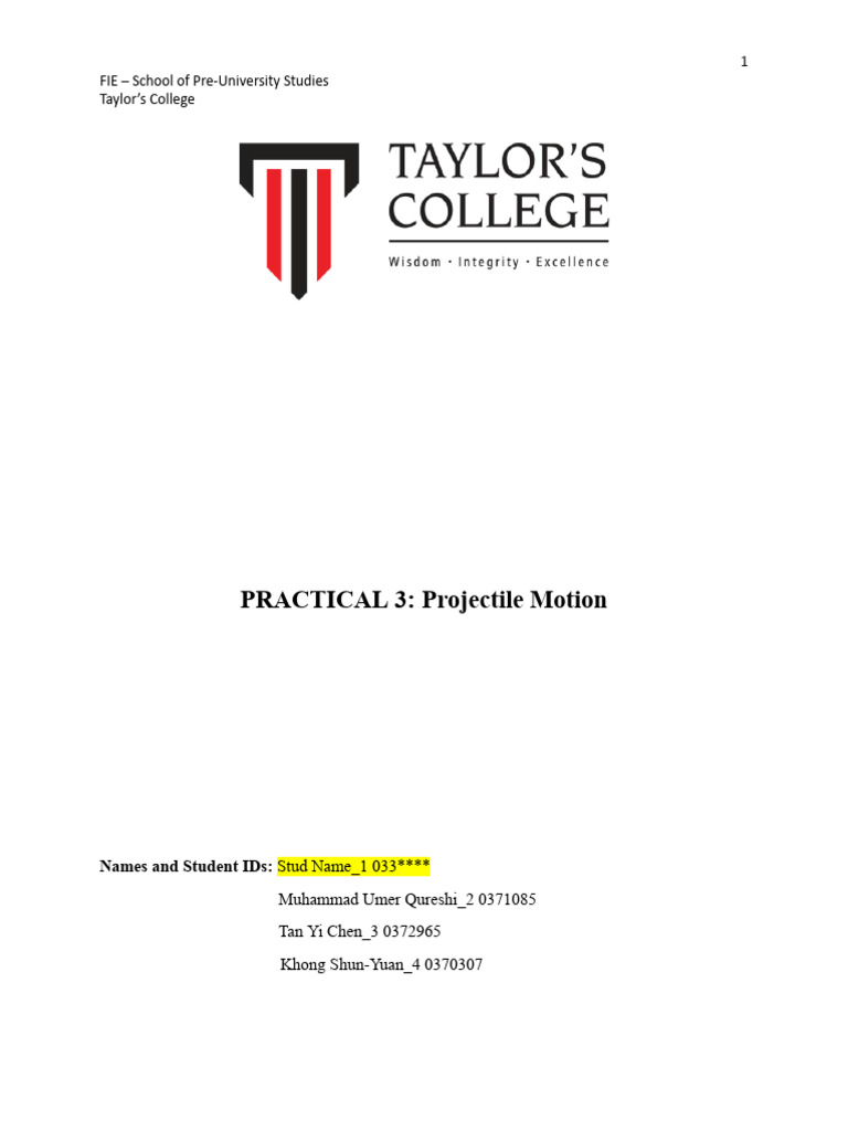 Lab Report Projectile Motion.docx 2 PDF Physics Mechanics
