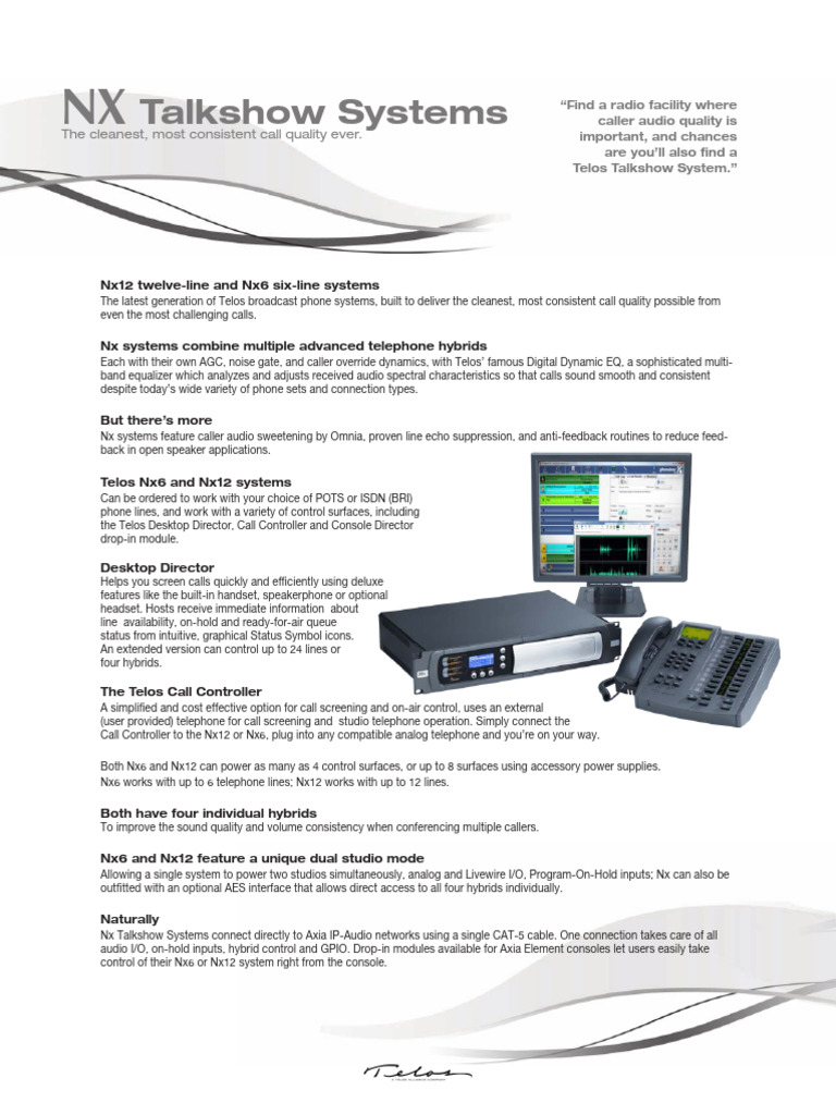 Telos NX Brochure | PDF | Telephone | Computer Science