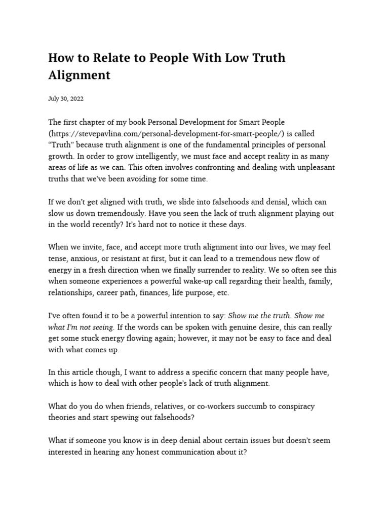 How To Relate To People With Low Truth Alignment | PDF