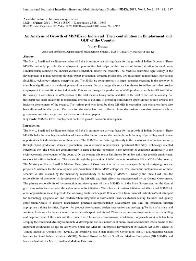MSME Growth and Economic Impact in India | PDF | Small And Medium Sized ...