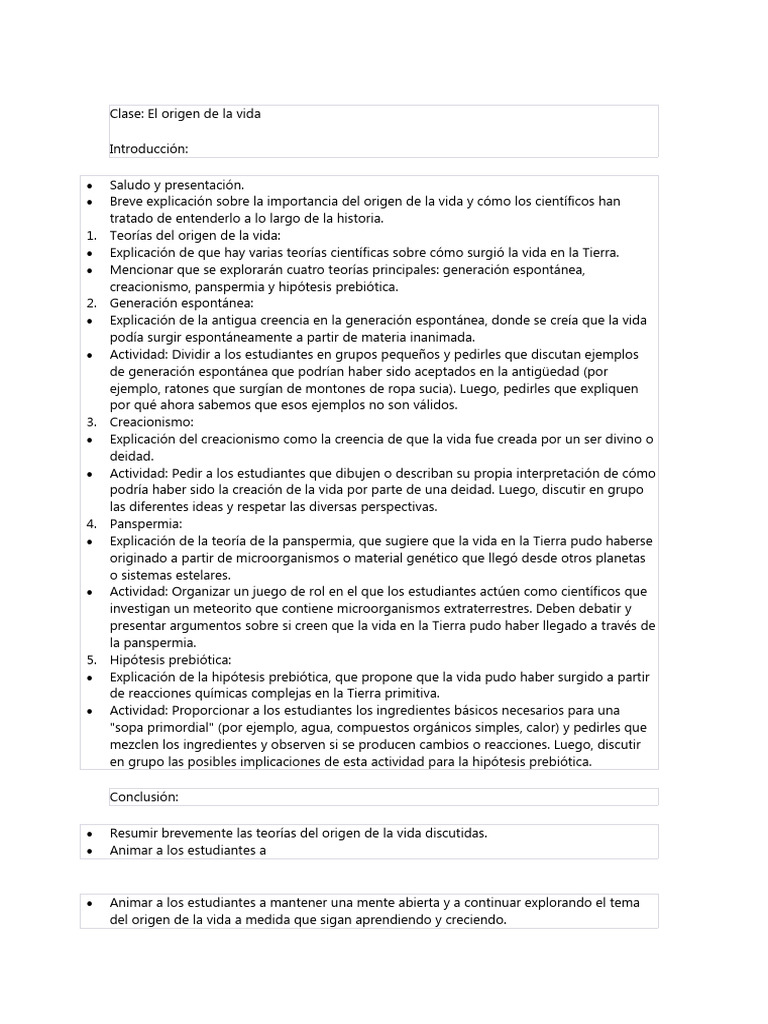 Teorías sobre el origen de la vida | PDF | Abiogénesis | Vida