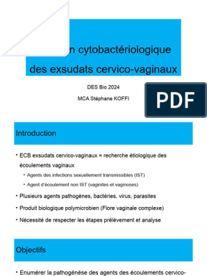 Examen cytobactériologique des exsudats cervico-génitaux | PDF ...