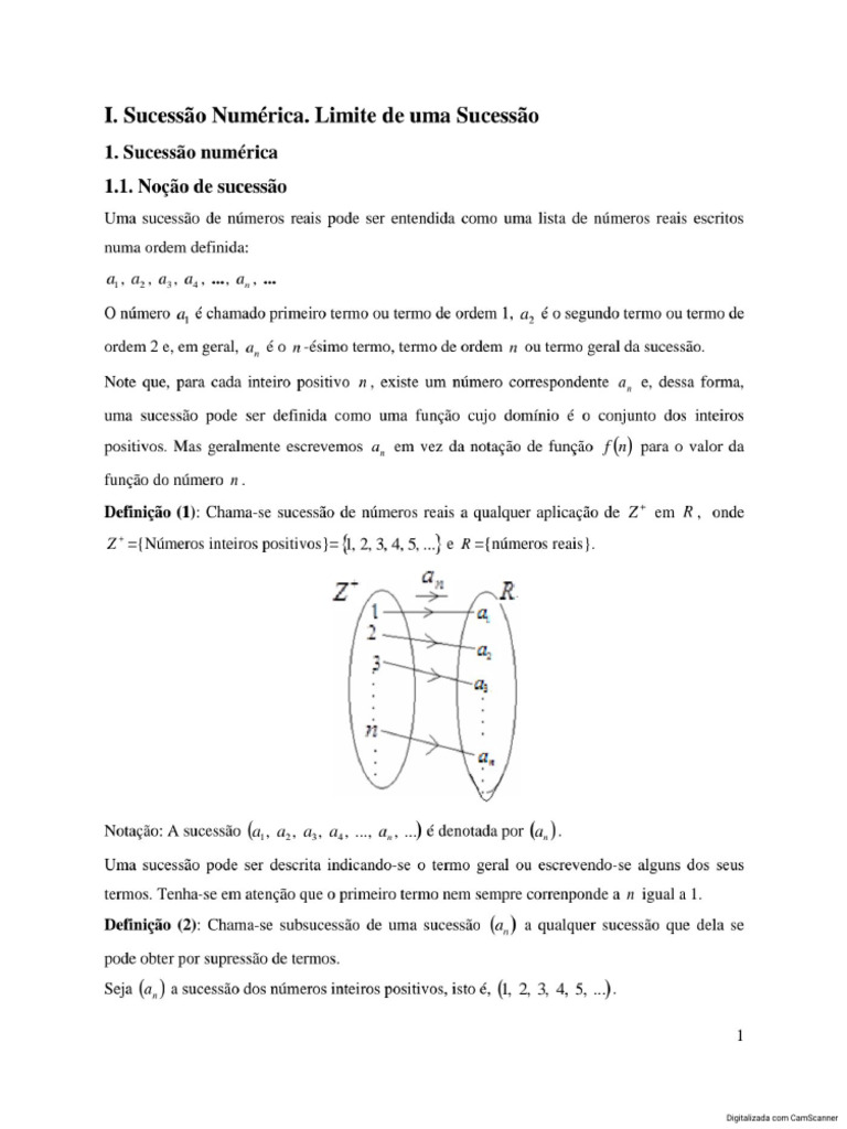 Unidade I. Sucessão Numérica. Limite de Uma Sucessão | PDF
