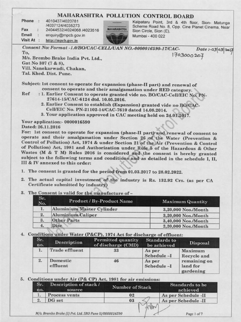 Brembo Brake India Pvt. Ltd. Chakan Pune PDF