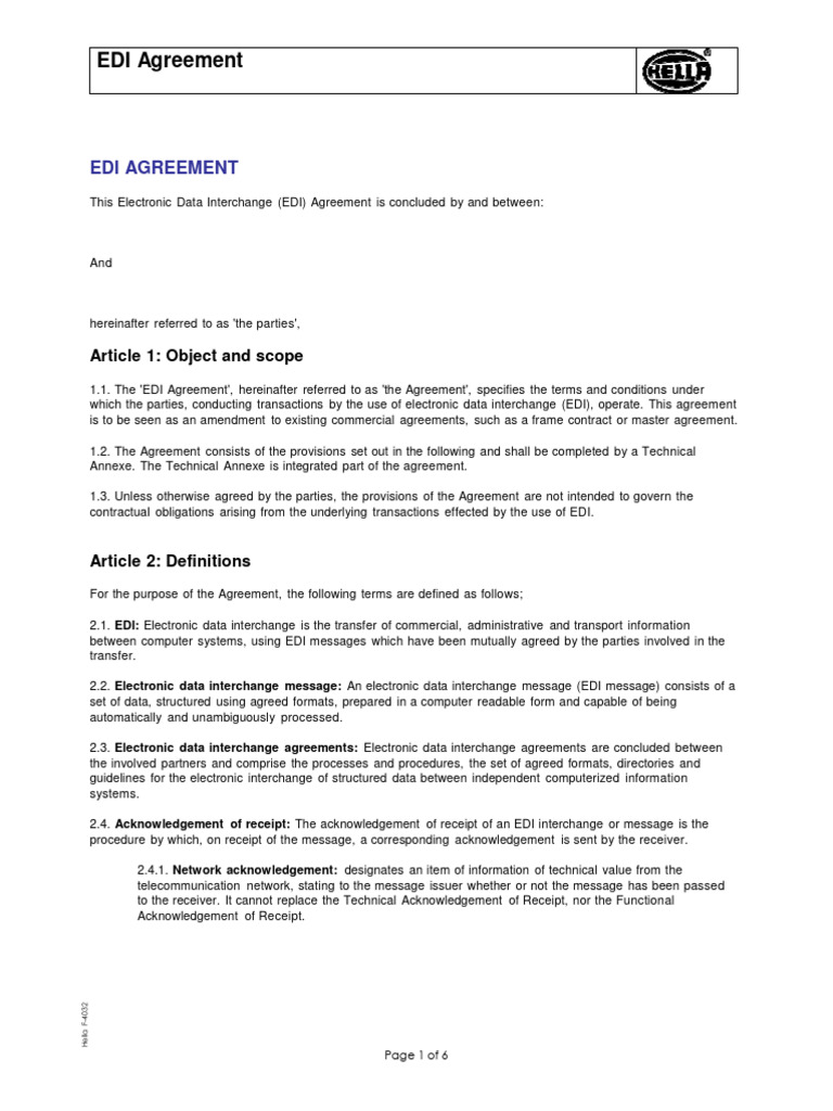 Edi agreement hella signature pdf electronic data interchange