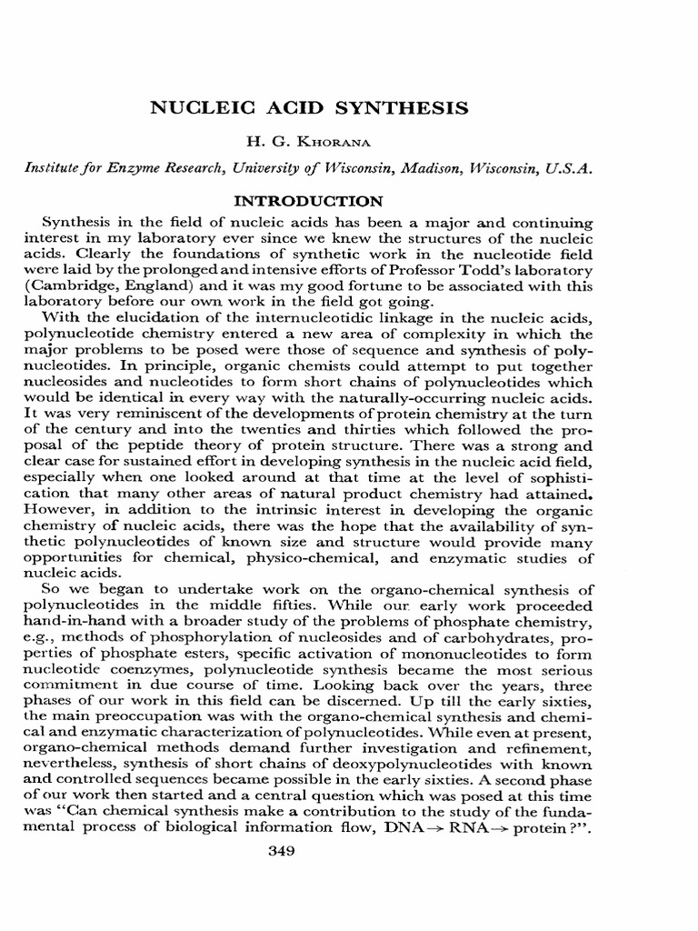 Nucleic Acid Synthesis Techniques | PDF | Nucleotides | Nucleic Acids