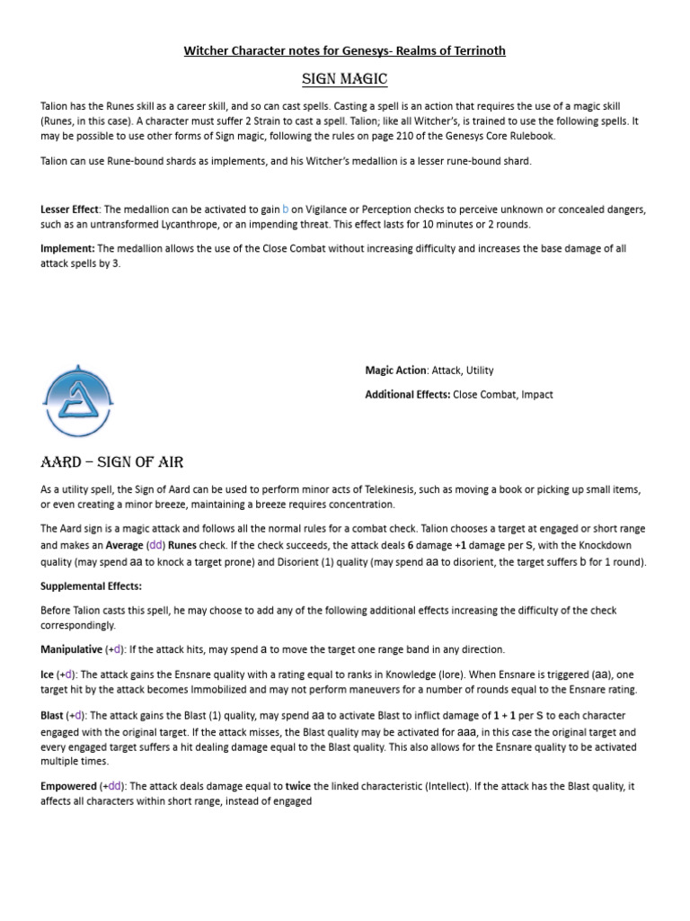 Witcher Sign Magic for Genesys RPG | PDF | Fuze | Bomb