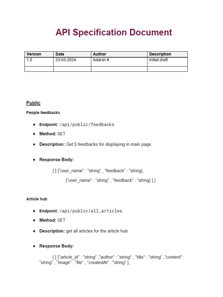 API Endpoints for User & Admin | PDF | Login | Computing