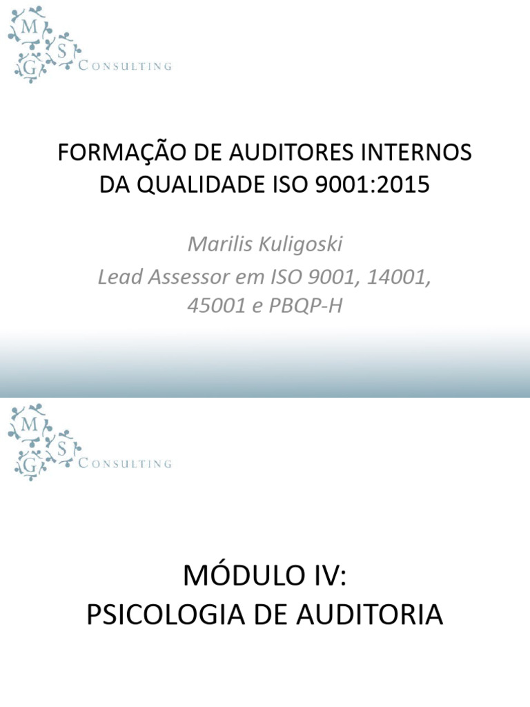 Psicologia na Auditoria Interna ISO 9001 | PDF | Psicologia
