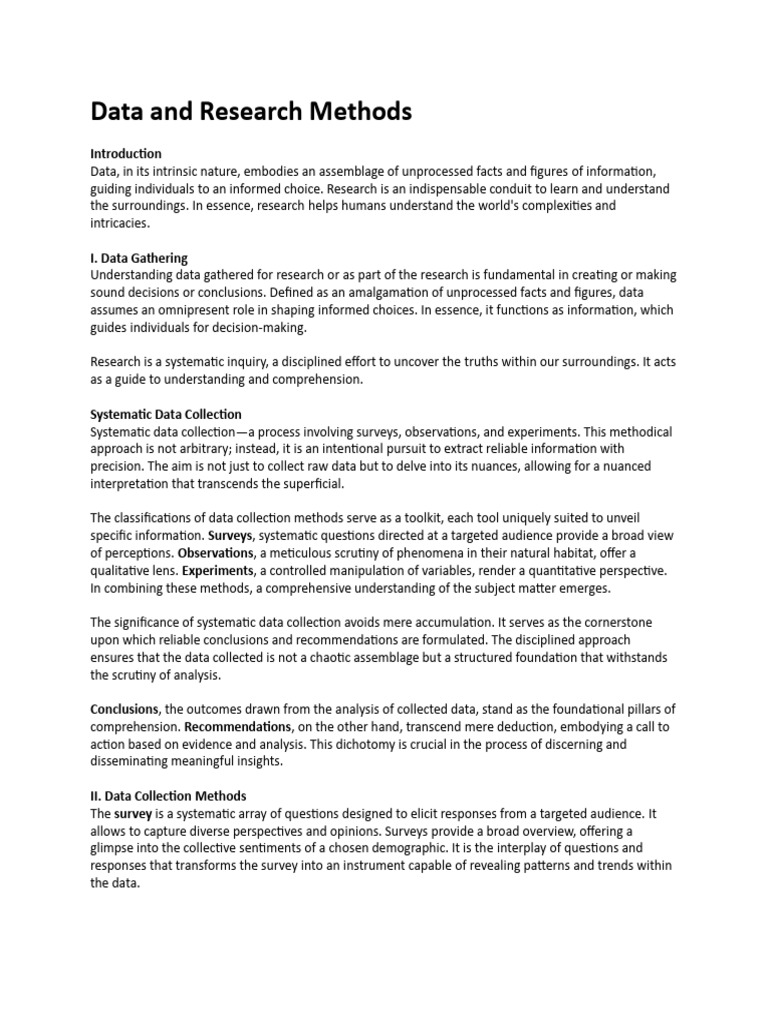 Data and Research Methods | PDF | Data | Methodology