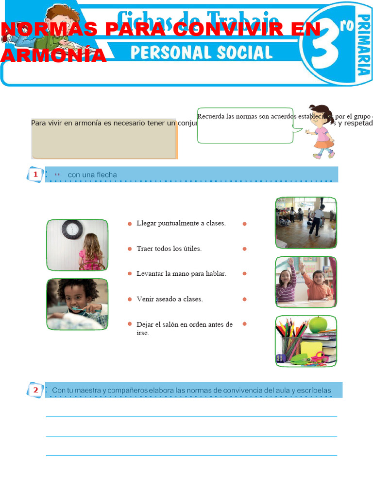 Normas para Convivir en Armonía para Tecer Grado de Primaria | PDF ...