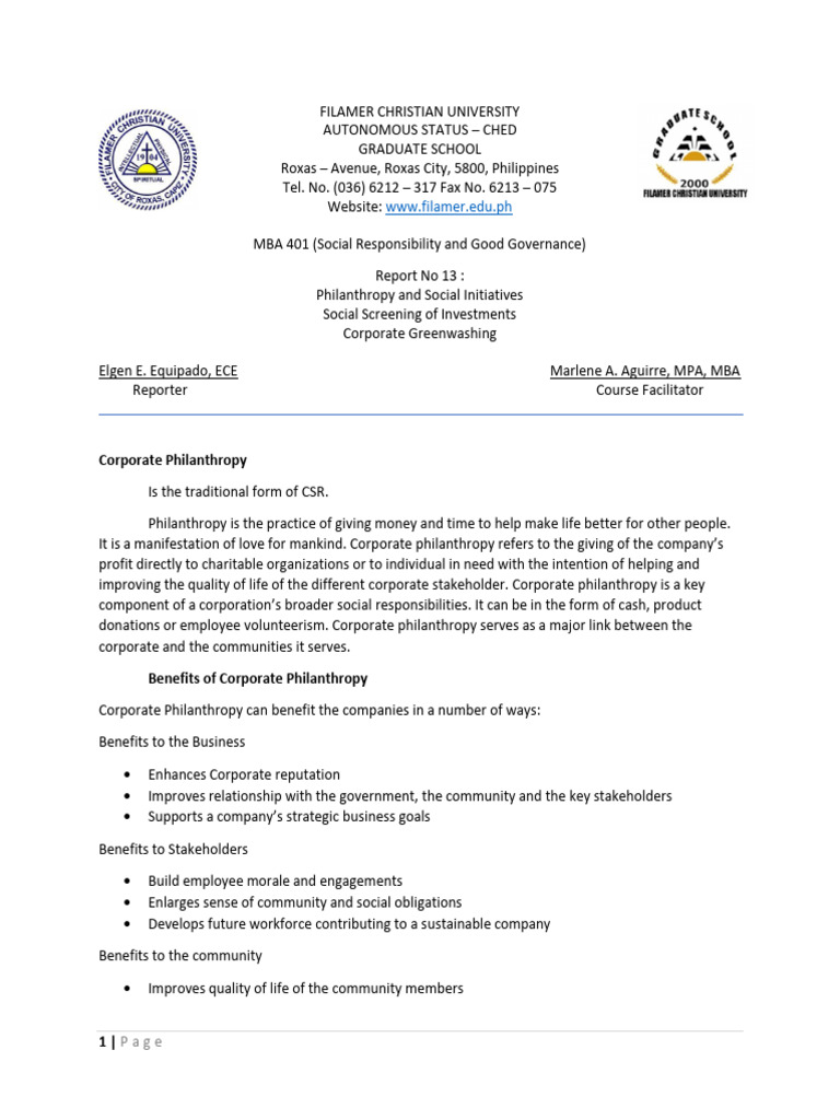 CSR Report No. 13 | Download Free PDF | Corporate Social Responsibility ...