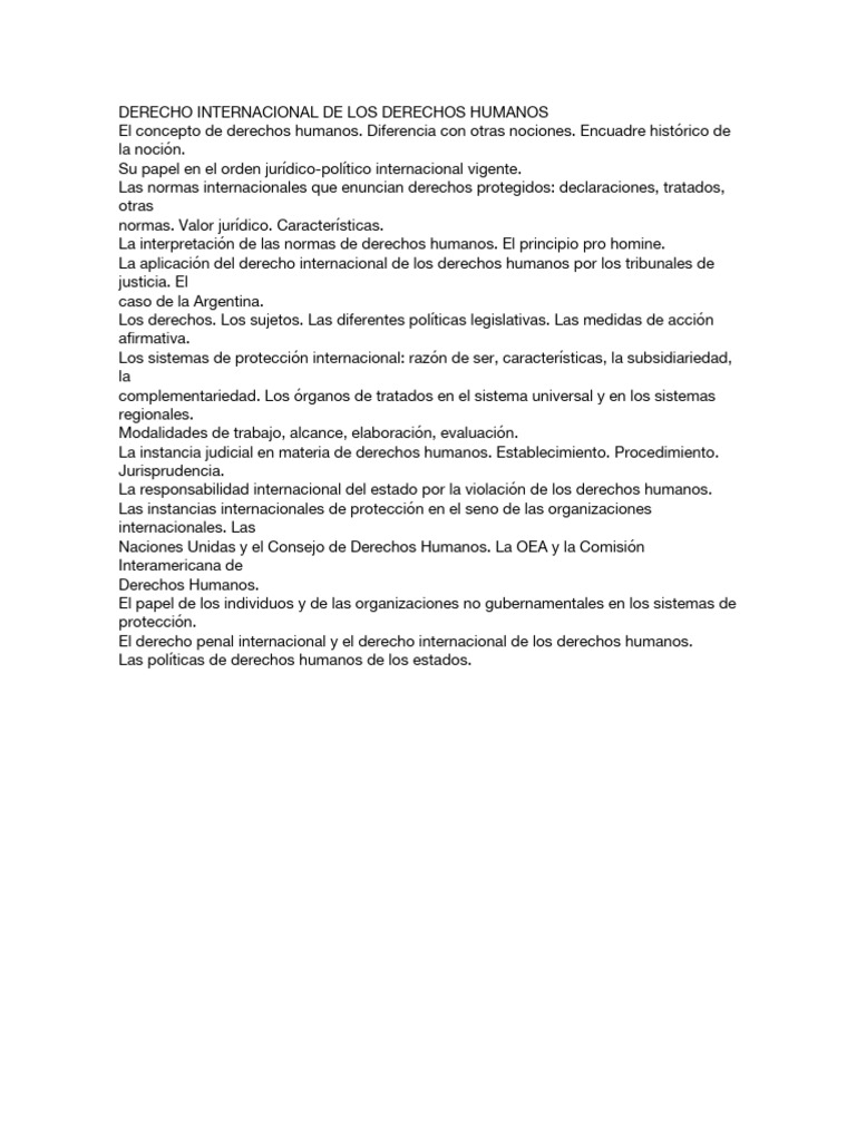 Derecho Internacional de Los Derechos Humanos | PDF