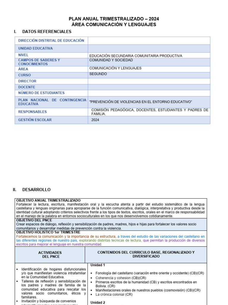 Plan Anual Comunicación 2024 | PDF | Estudios de idiomas extranjeros