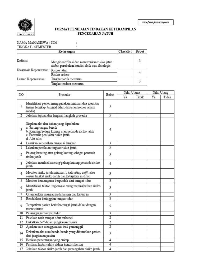 Format tool pencegahan jatuhch pdf kesehatan holistik