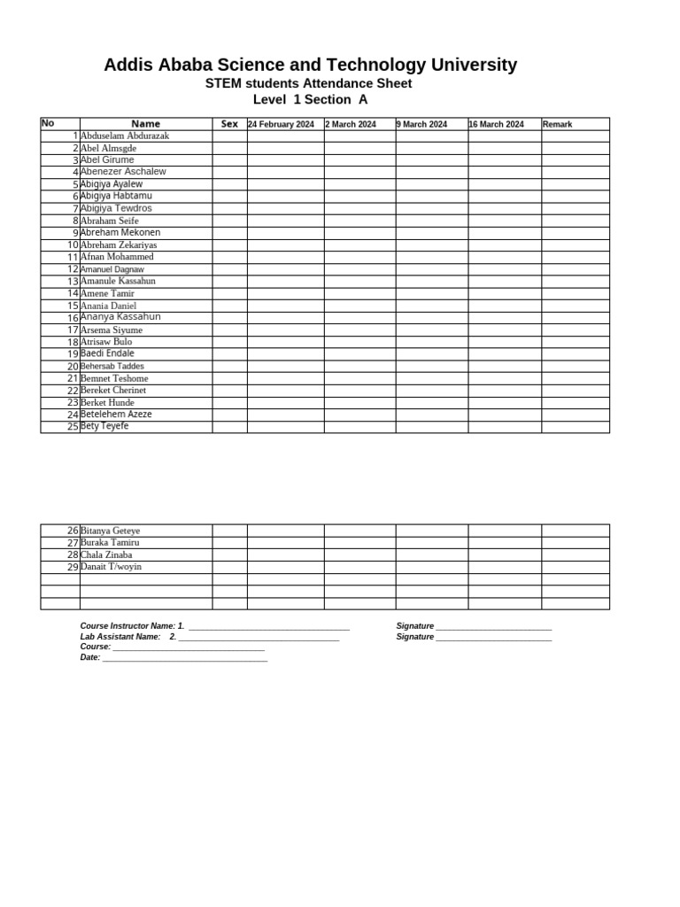 Stem students list pdf